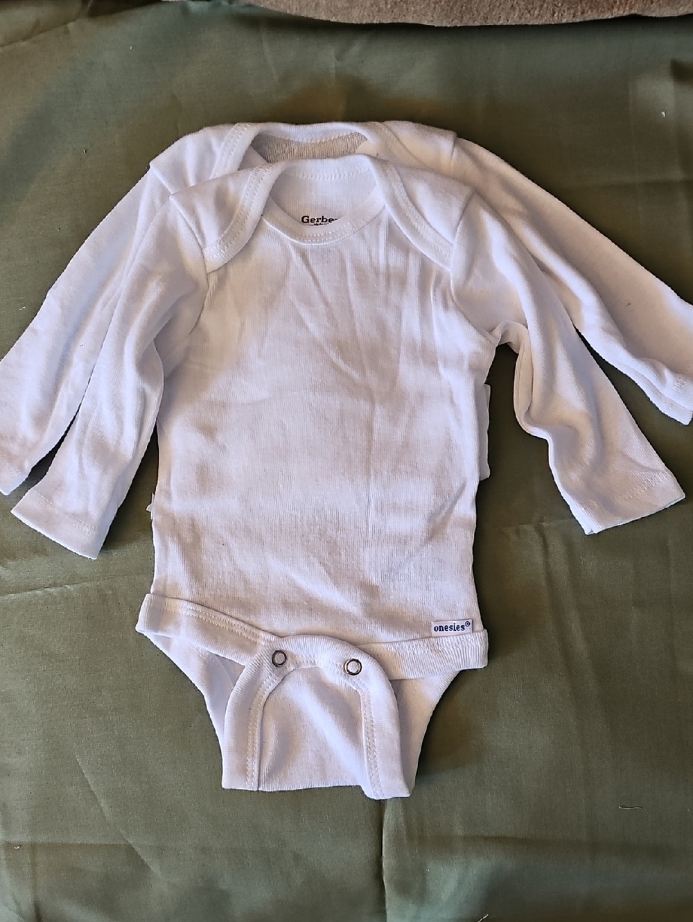 Gerber Organic White Long-Sleeve Baby Bodysuit Pair